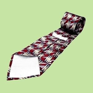 100% Silk Vintage Pierre Cardin Red and Gold Tone Patterned Long Neck Tie USA